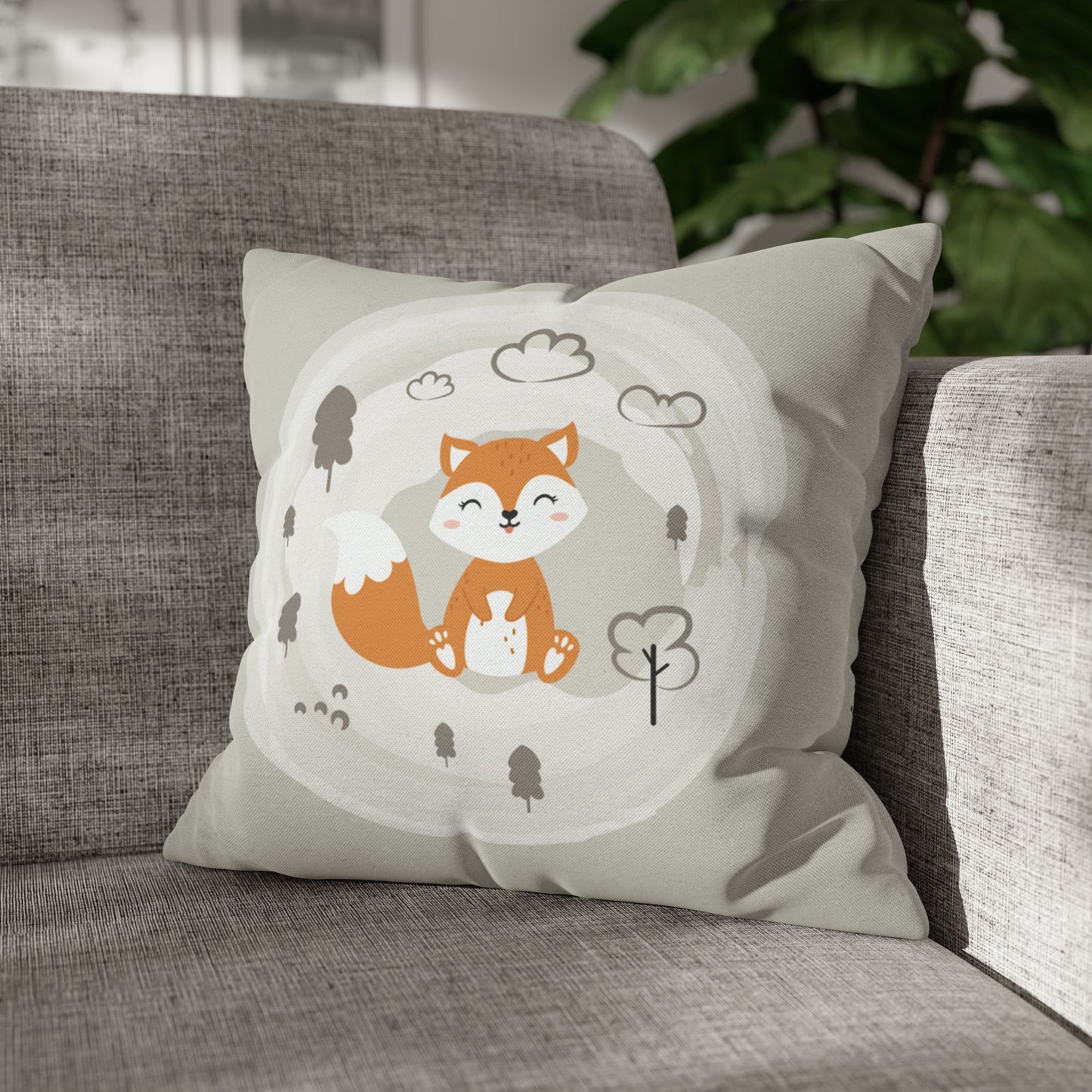 Fall Baby Fox Square Pillow Case