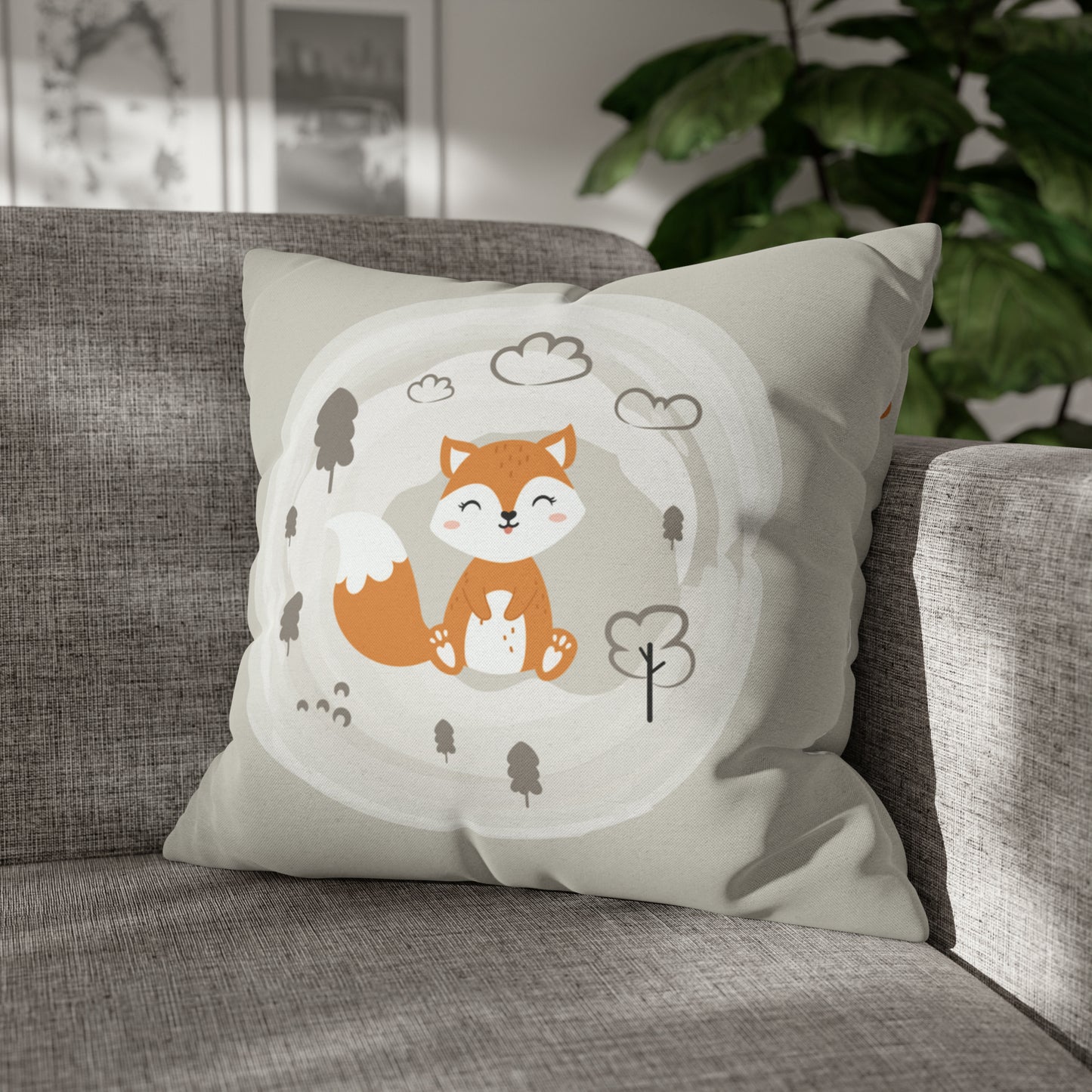 Fall Baby Fox Square Pillow Case