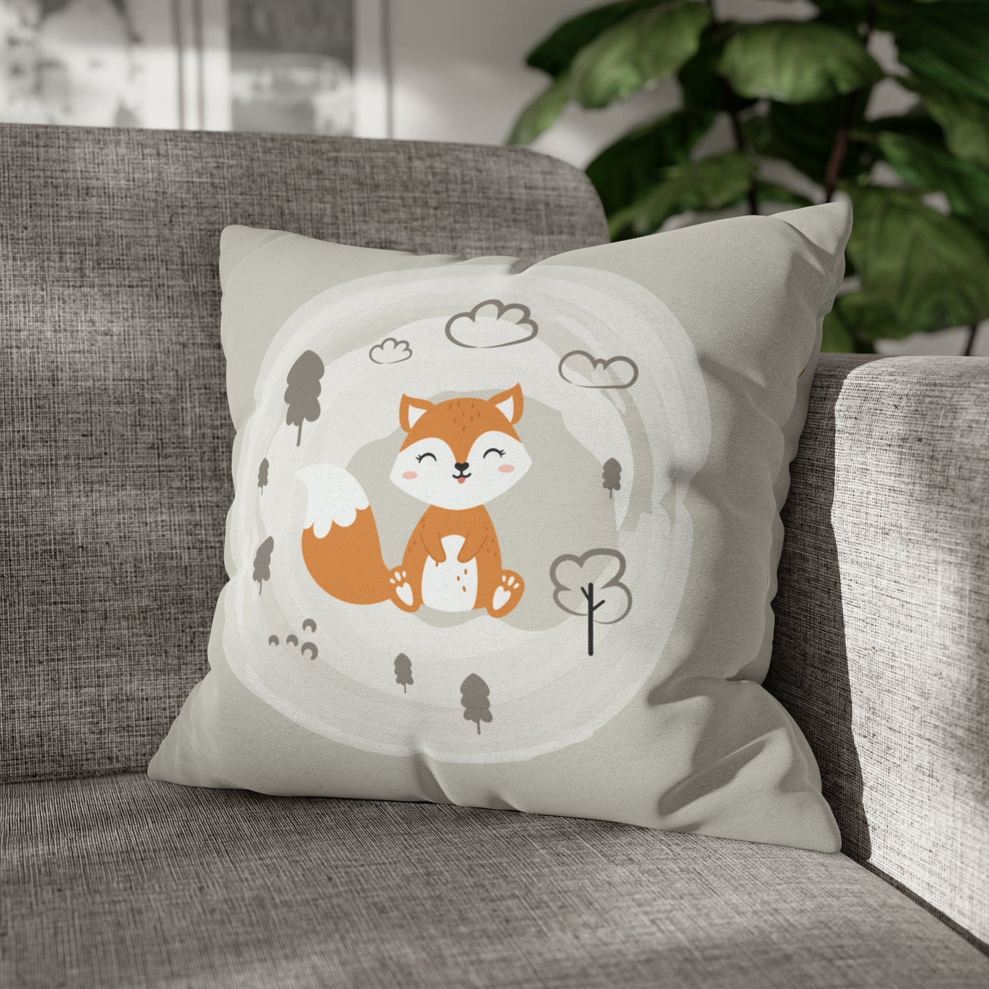 Fall Baby Fox Square Pillow Case