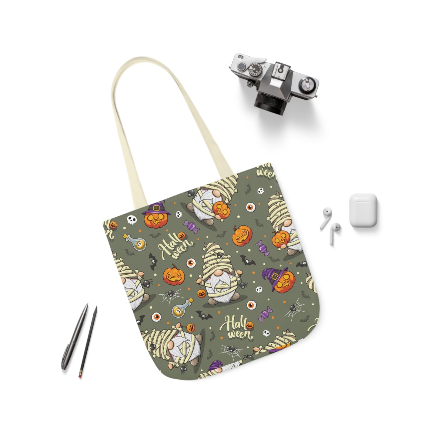 Mummy Gnome Print Canvas Bag Halloween Trick-or-Treat