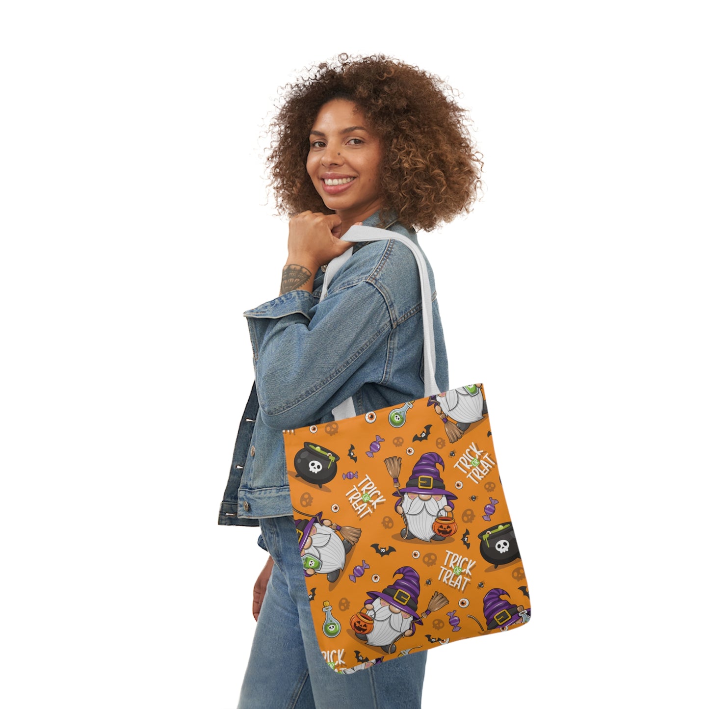 Witch Gnome Print Canvas Bag Halloween Trick-or-Treat
