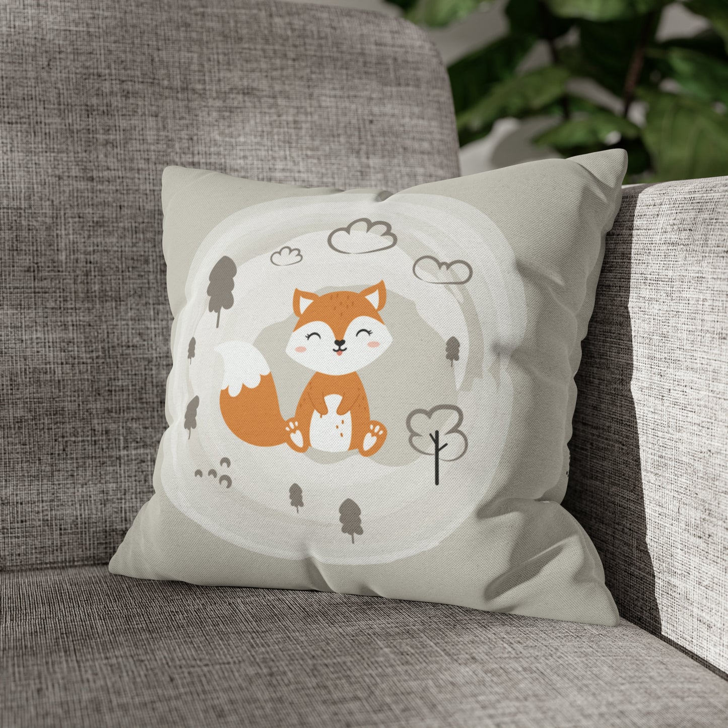 Fall Baby Fox Square Pillow Case
