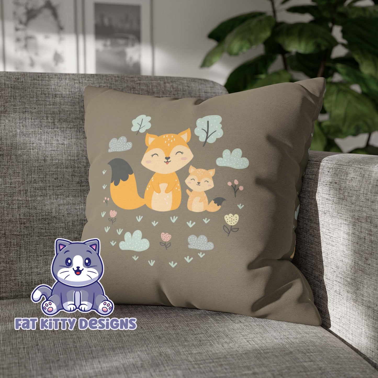 Cute Fox Square Pillow Case
