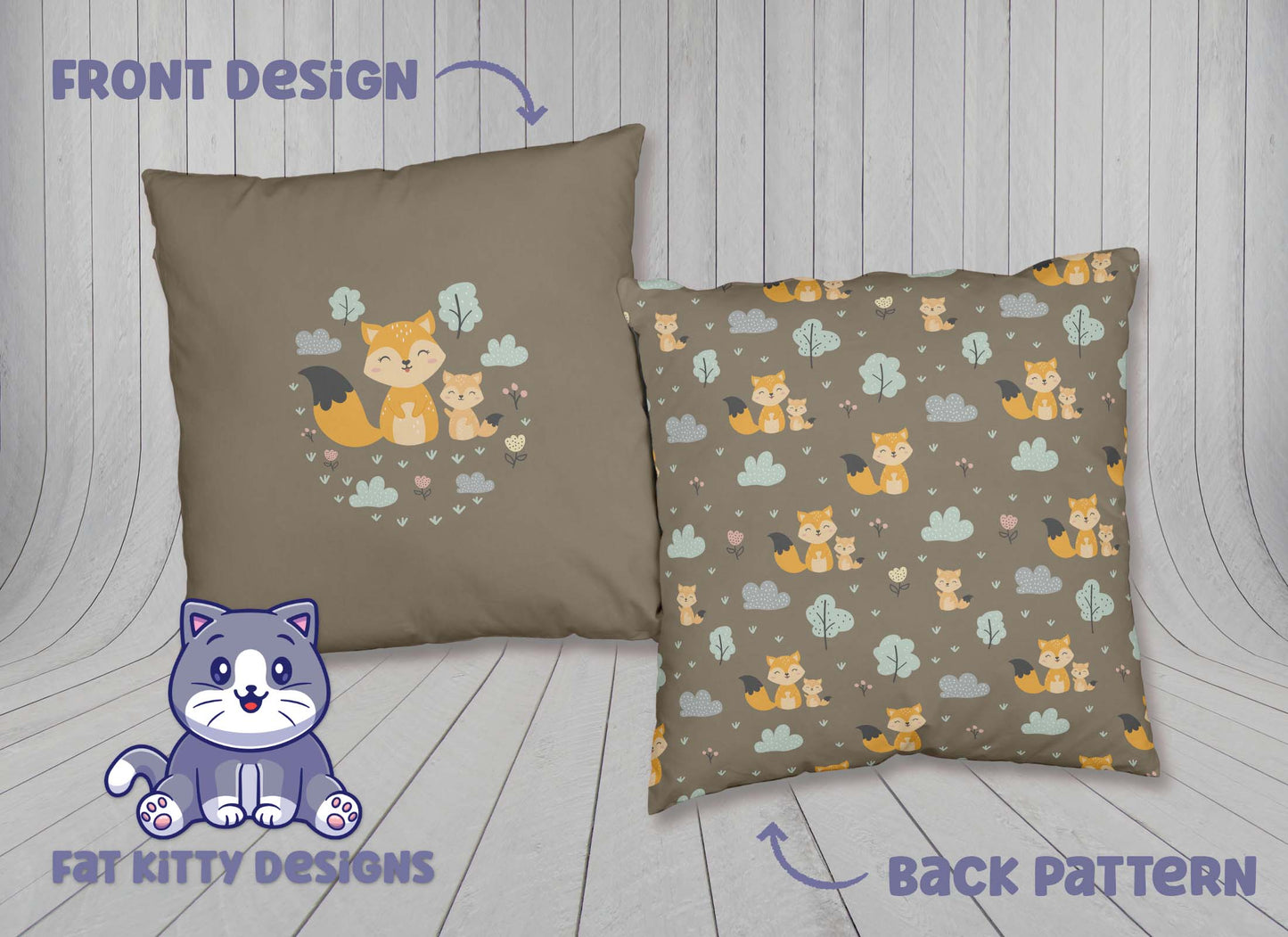 Cute Fox Square Pillow Case