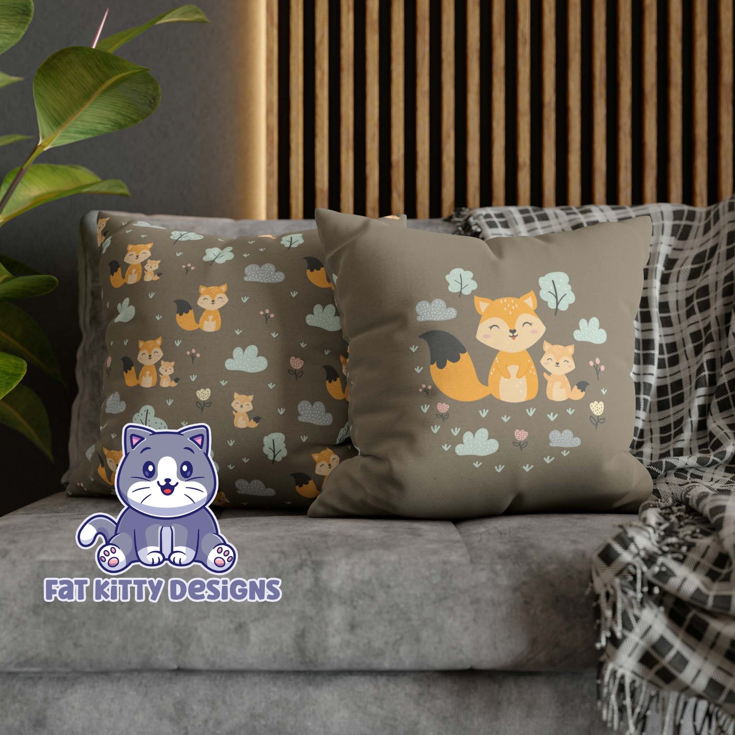 Cute Fox Square Pillow Case
