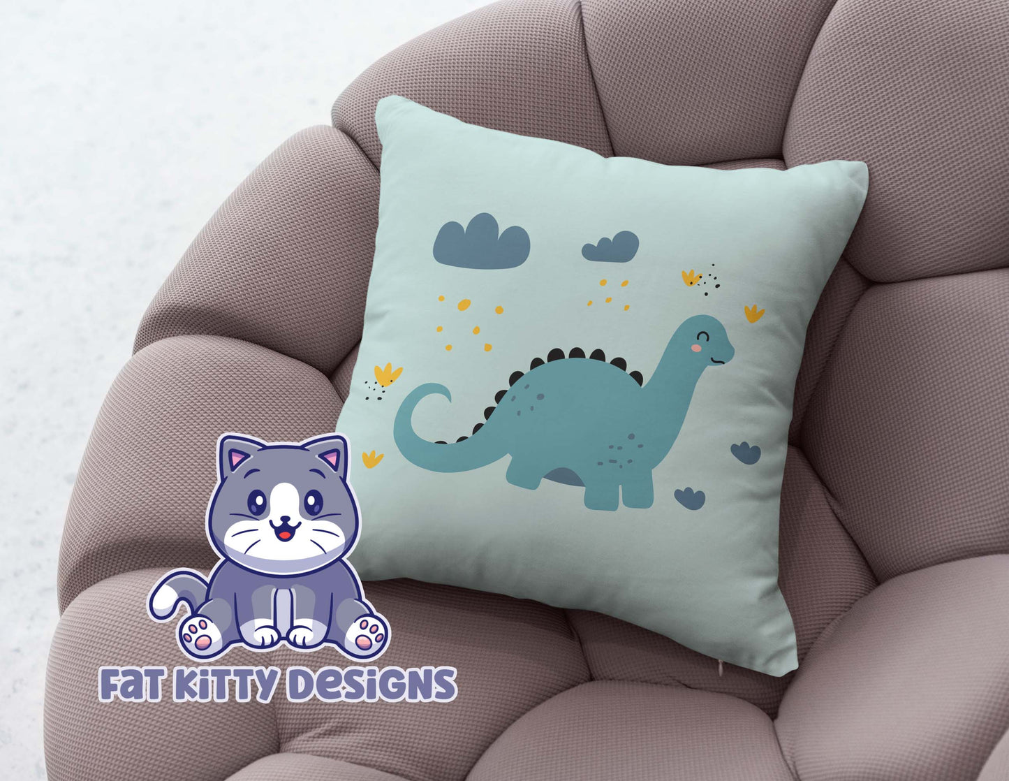 Dinosaur Square Pillow Case