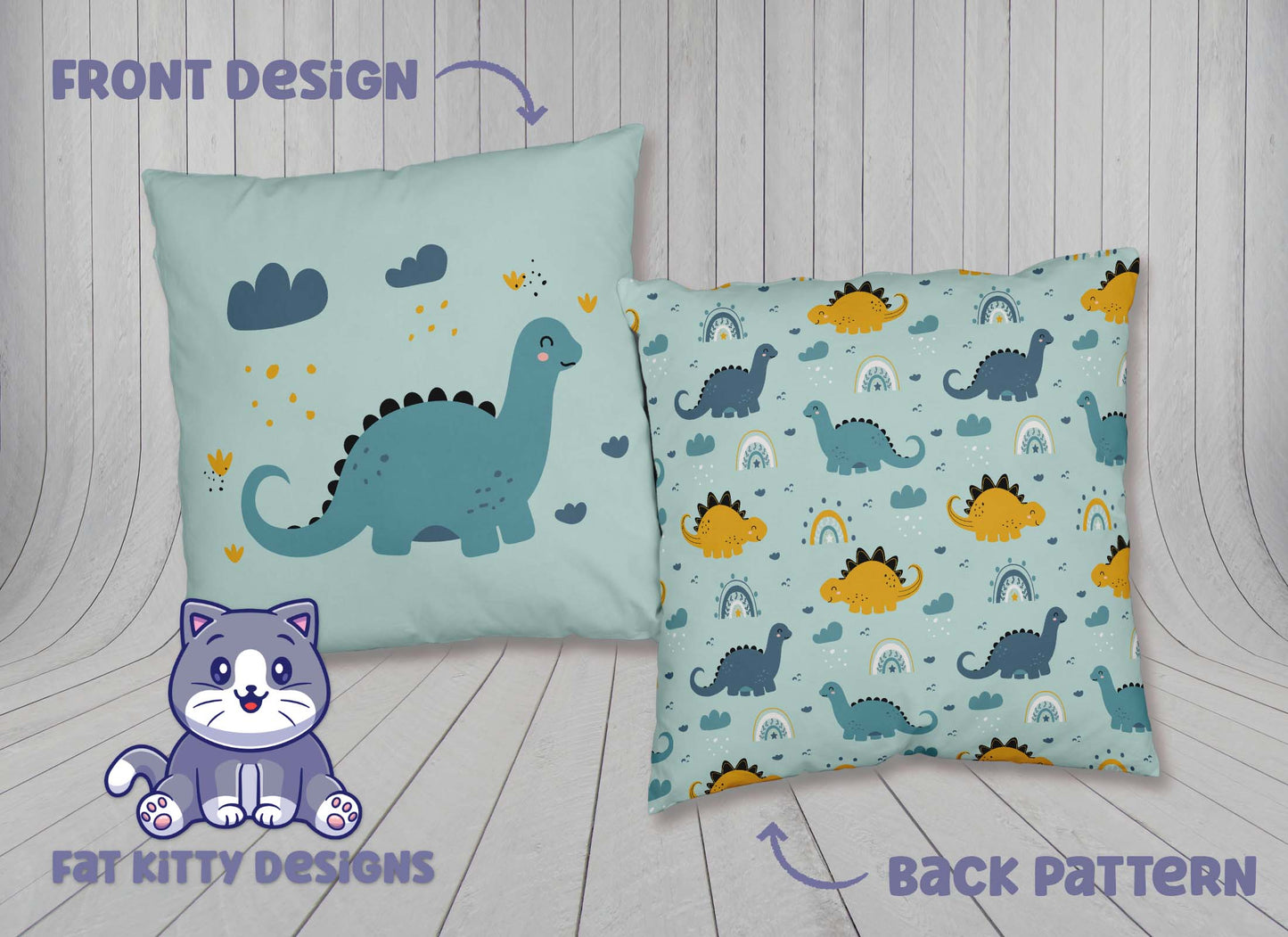 Dinosaur Square Pillow Case