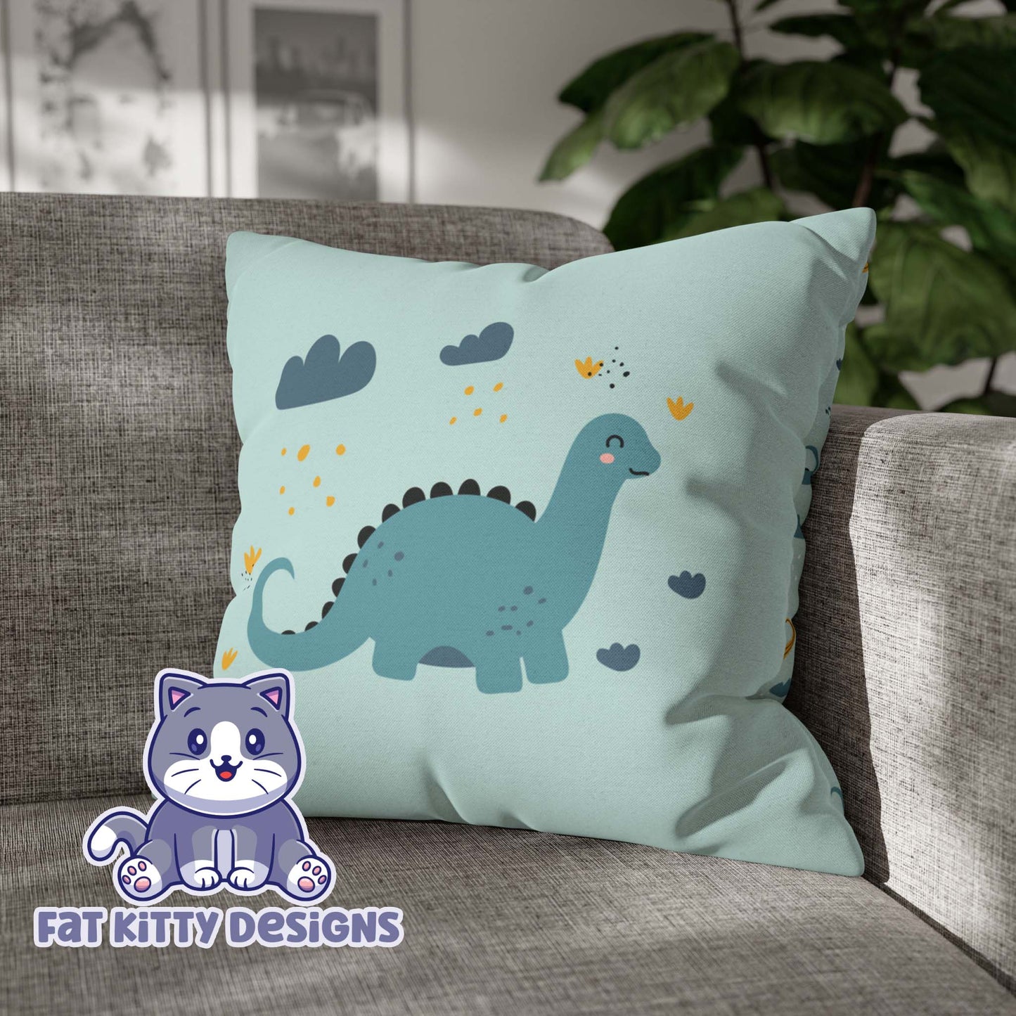 Dinosaur Square Pillow Case