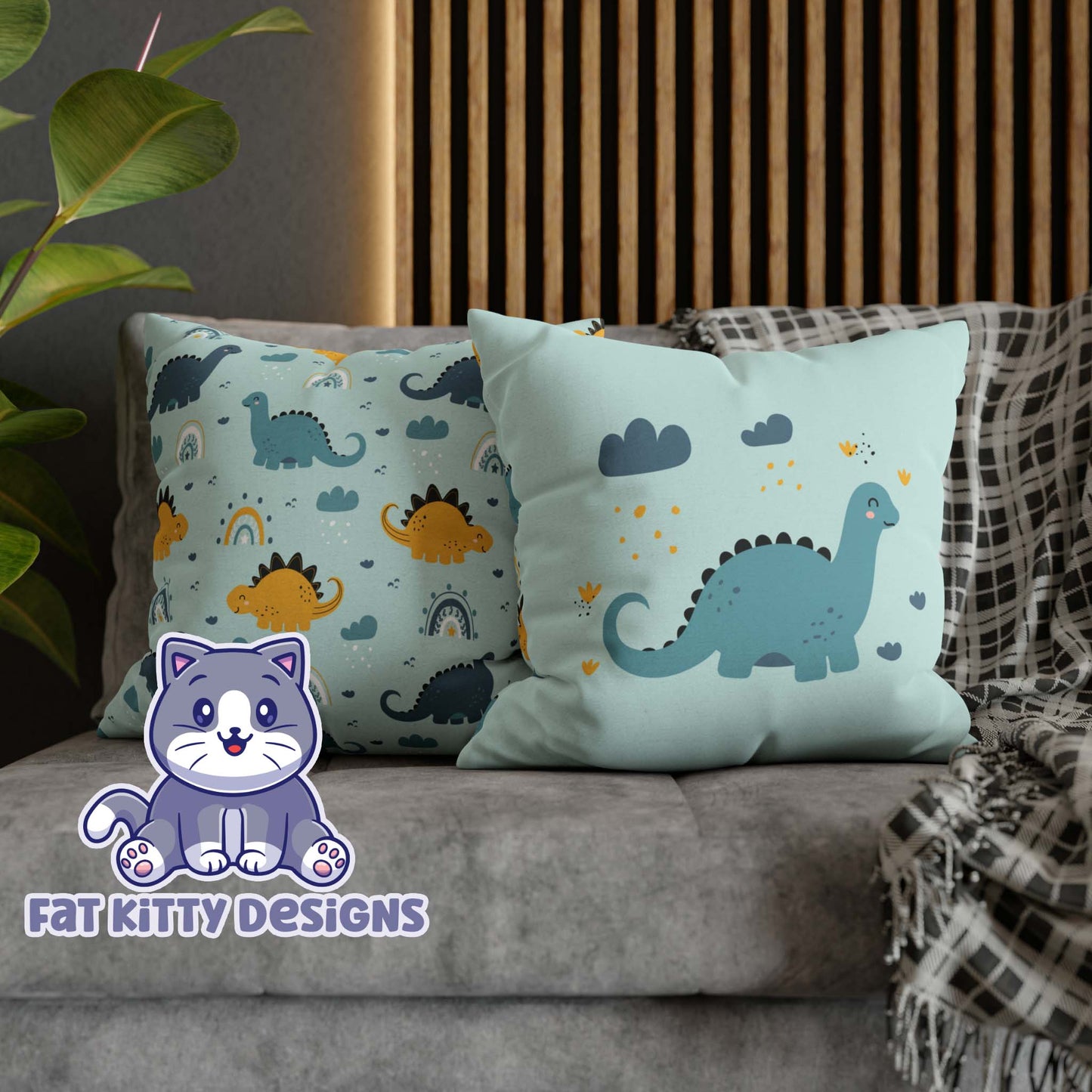 Dinosaur Square Pillow Case