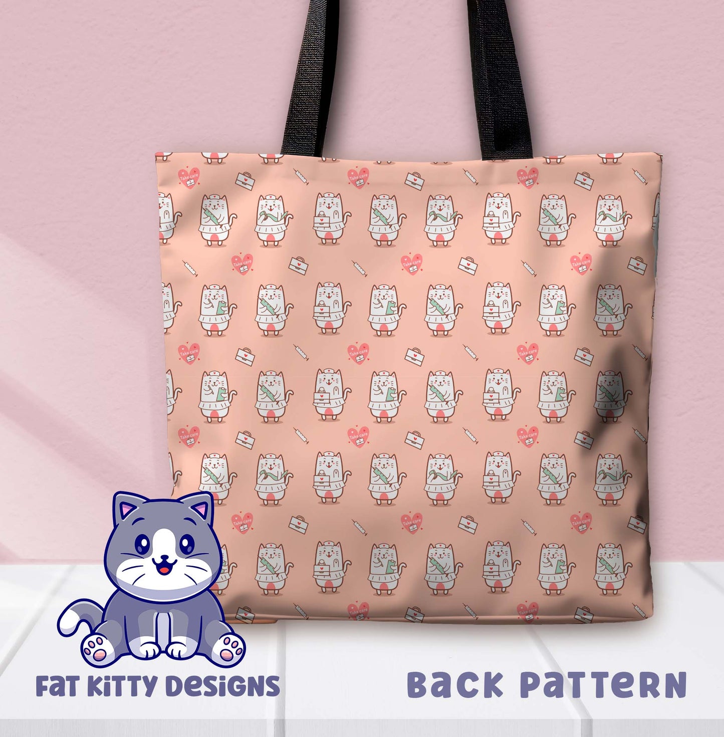 Nurse Cat Kawaii Canvas Tote Bag