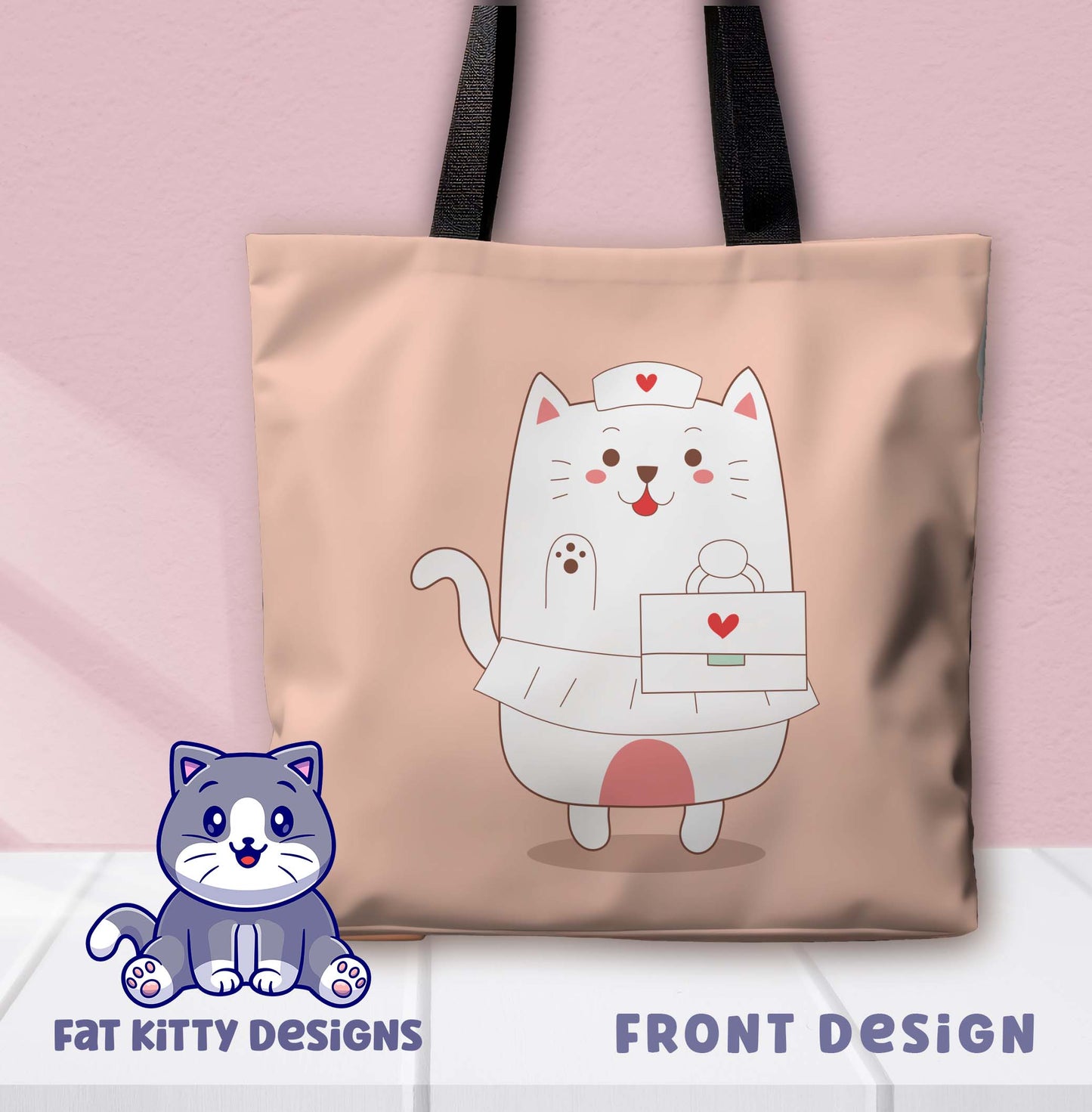 Nurse Cat Kawaii Canvas Tote Bag