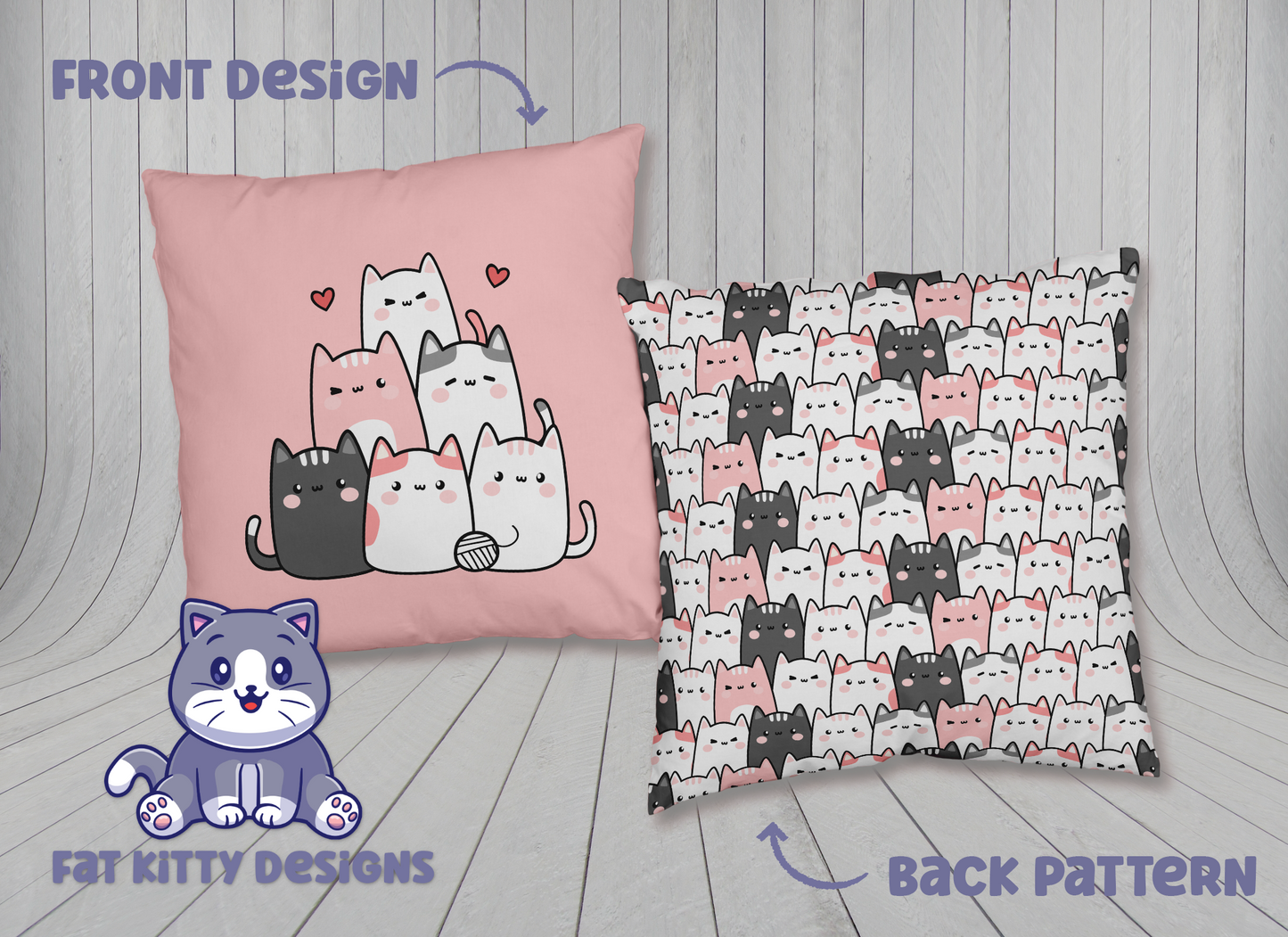 Cute Pile of Cats Square Pillow Case