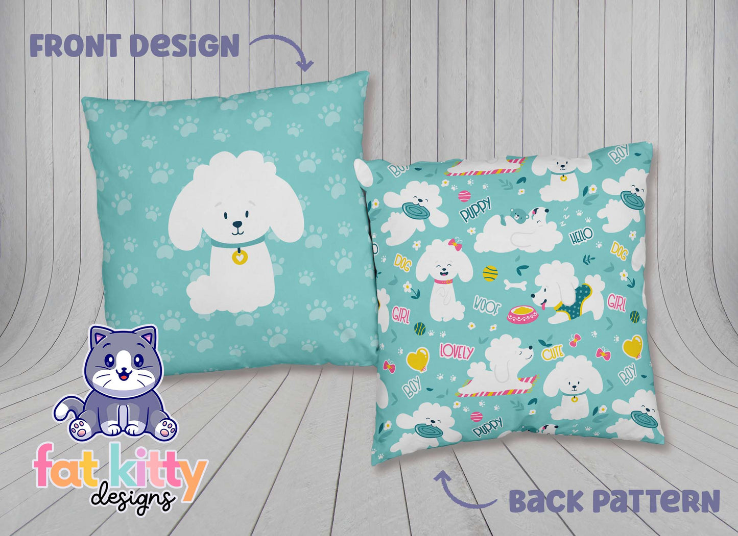 Cute Poodle Square Pillow Case