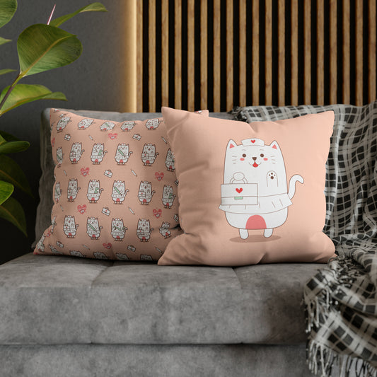 Nurse Cat Kawaii Square Pillow Case