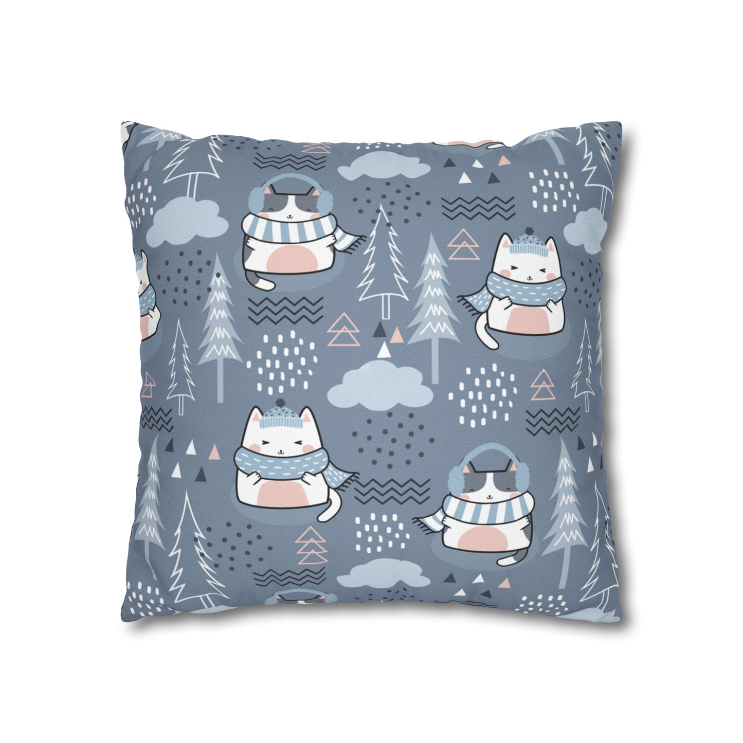 Chilly Cat Winter Square Pillow Case