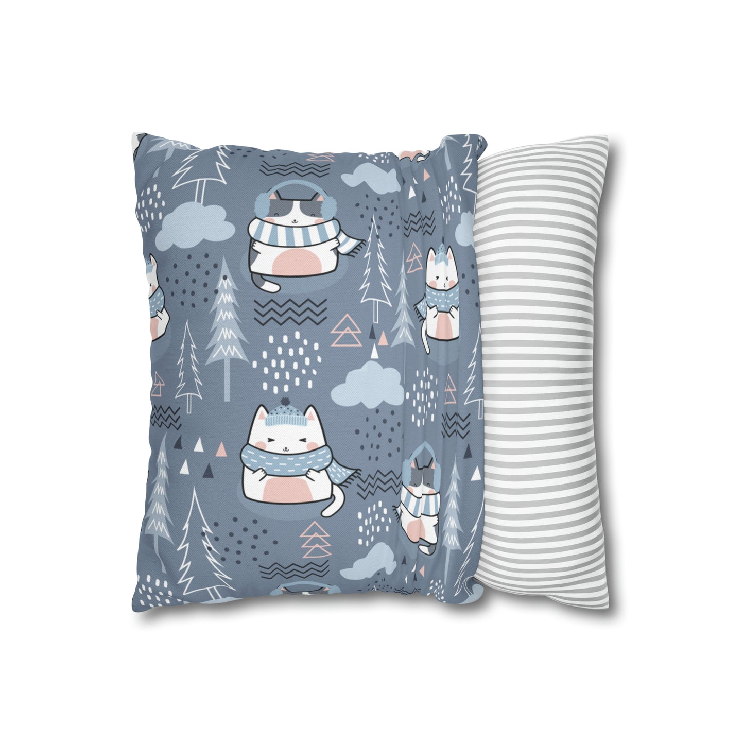 Chilly Cat Winter Square Pillow Case