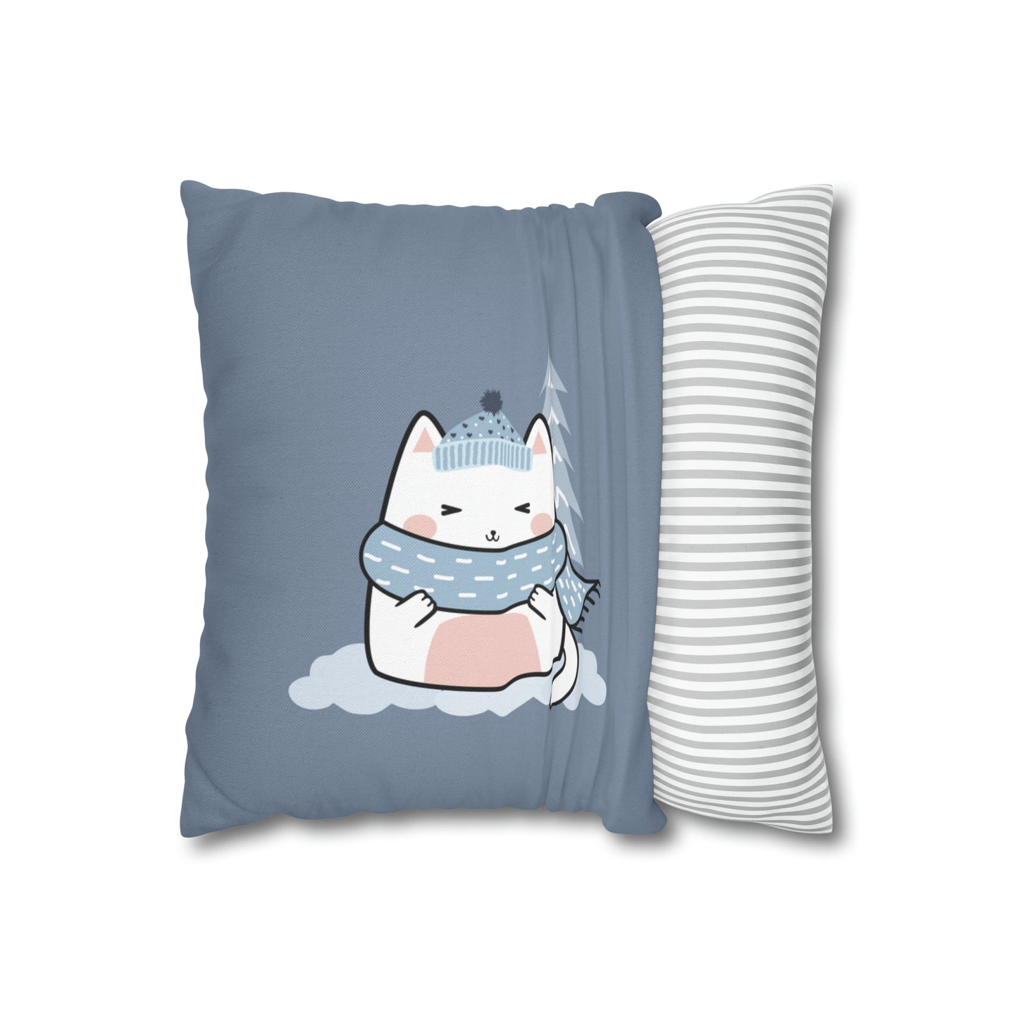 Chilly Cat Winter Square Pillow Case