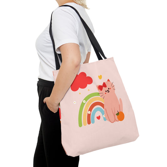 Rainbow Cat Canvas Tote Bag