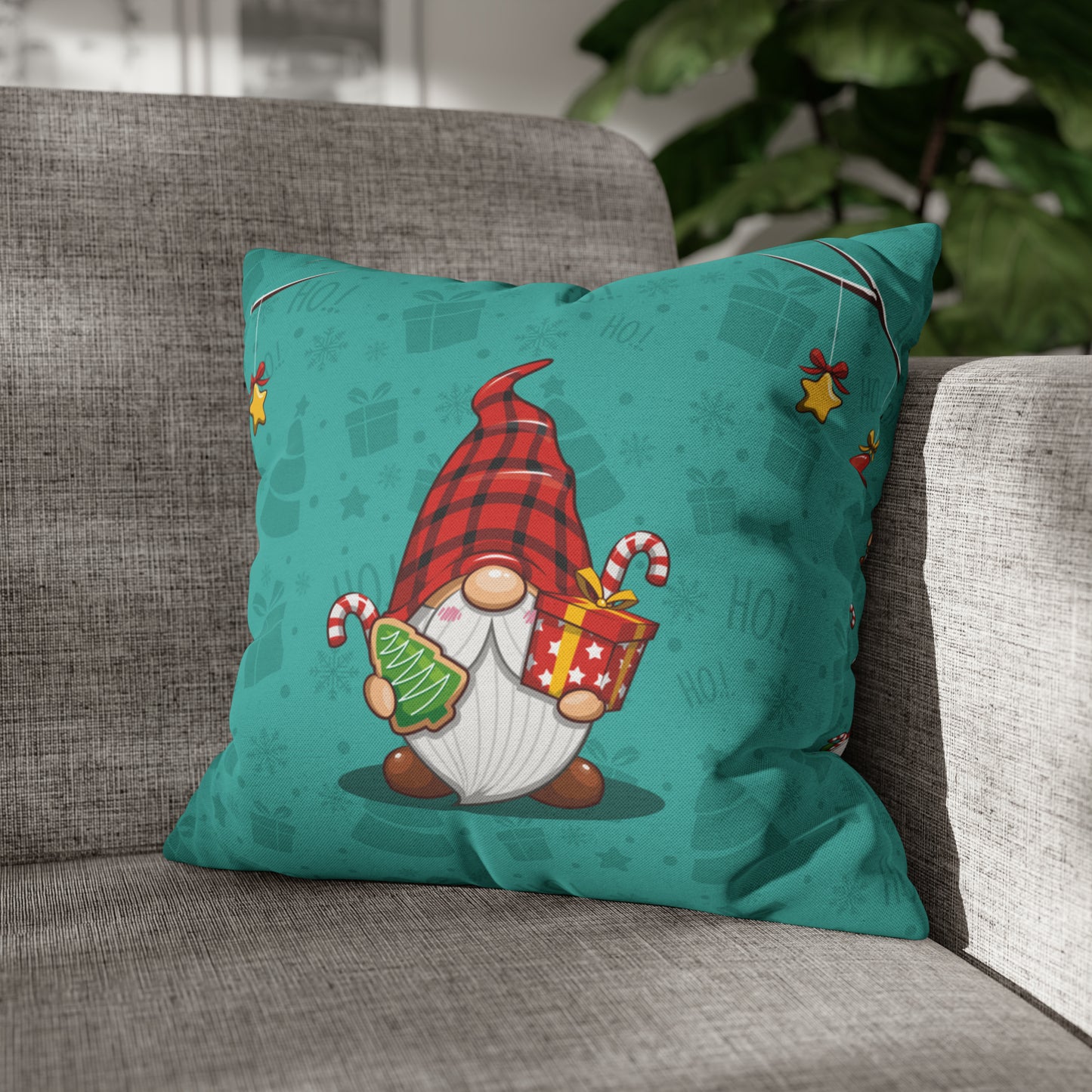 Christmas Cookie Gnome Square Pillow Case