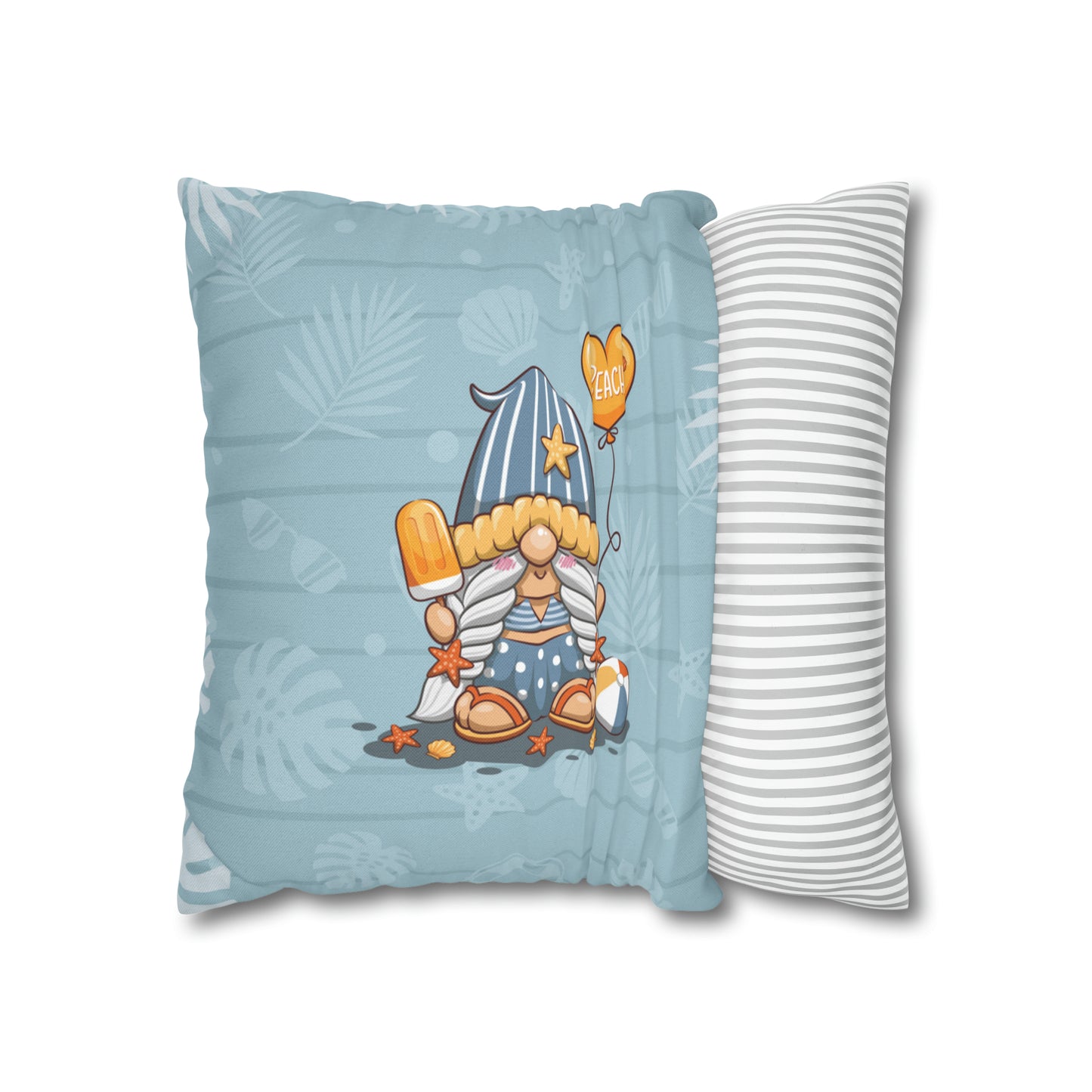 Summer Beach Popsicle Gnome Square Pillow Case