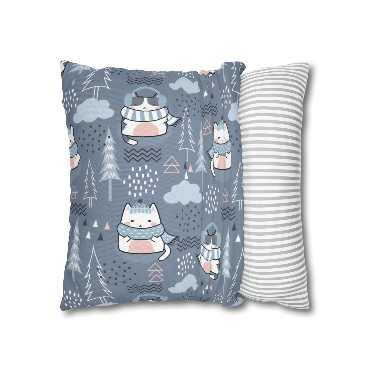 Chilly Cat Winter Square Pillow Case