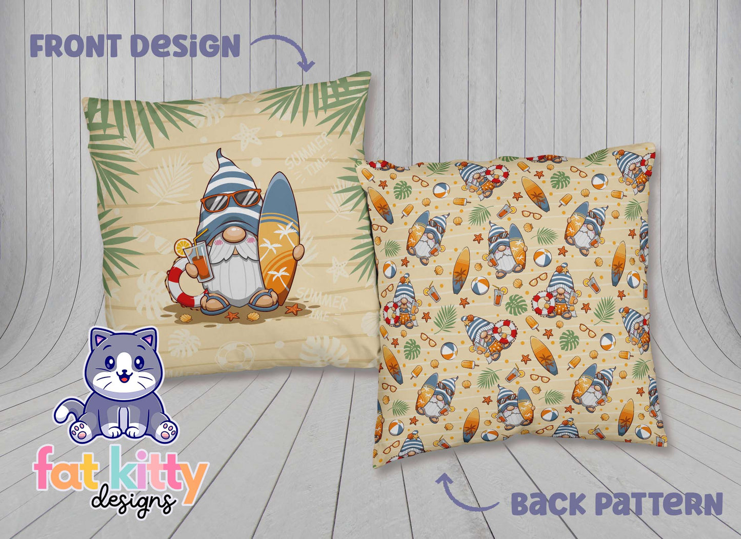 Beach Gnome Square Pillow Case