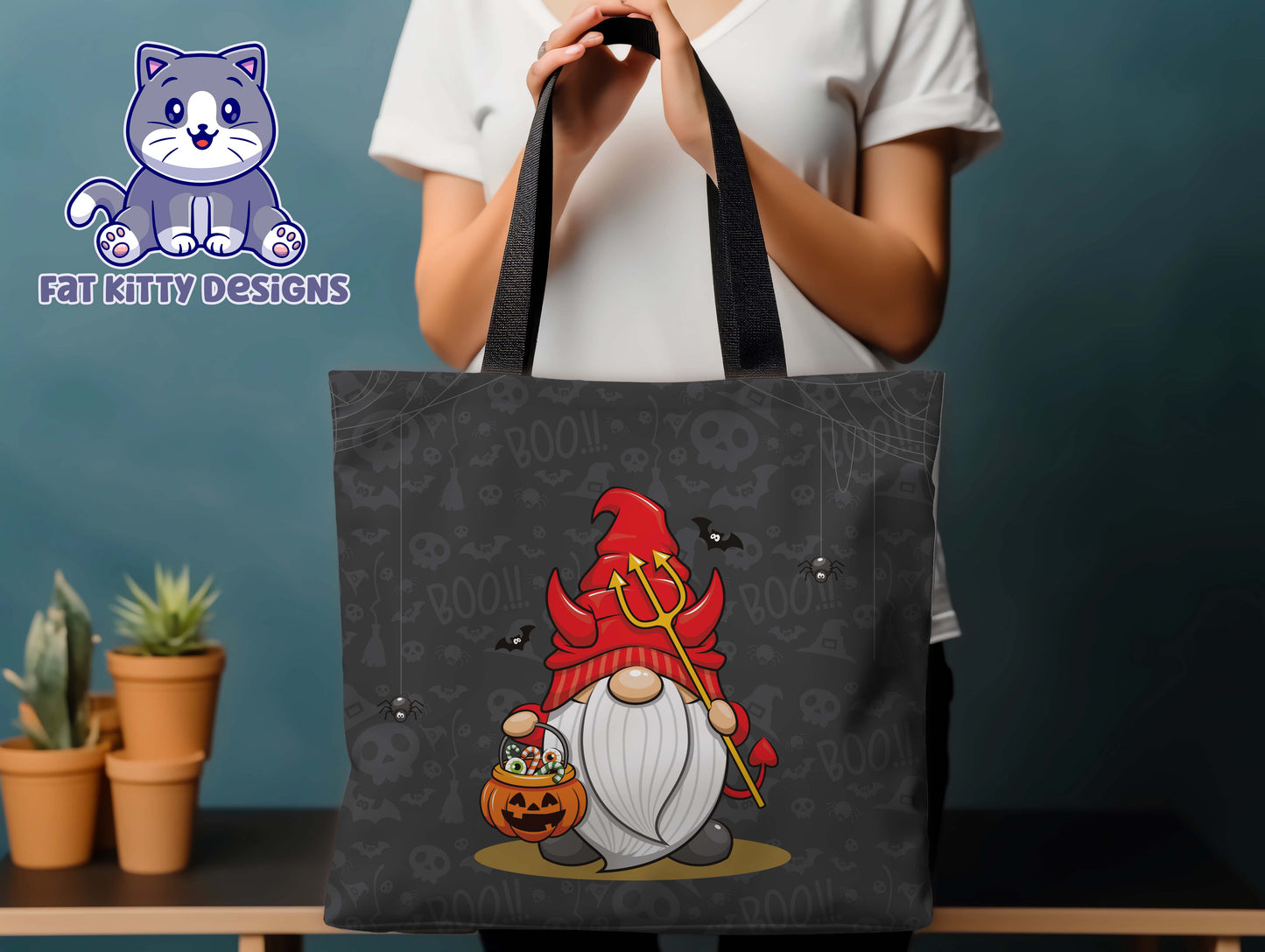 Cute Devil Gnome Tote Bag Halloween