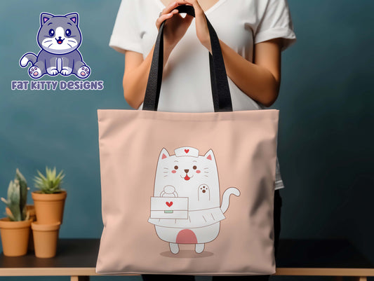Nurse Cat Kawaii Canvas Tote Bag
