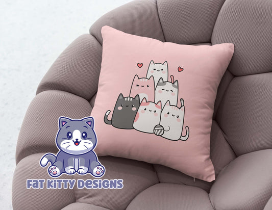 Cute Pile of Cats Square Pillow Case