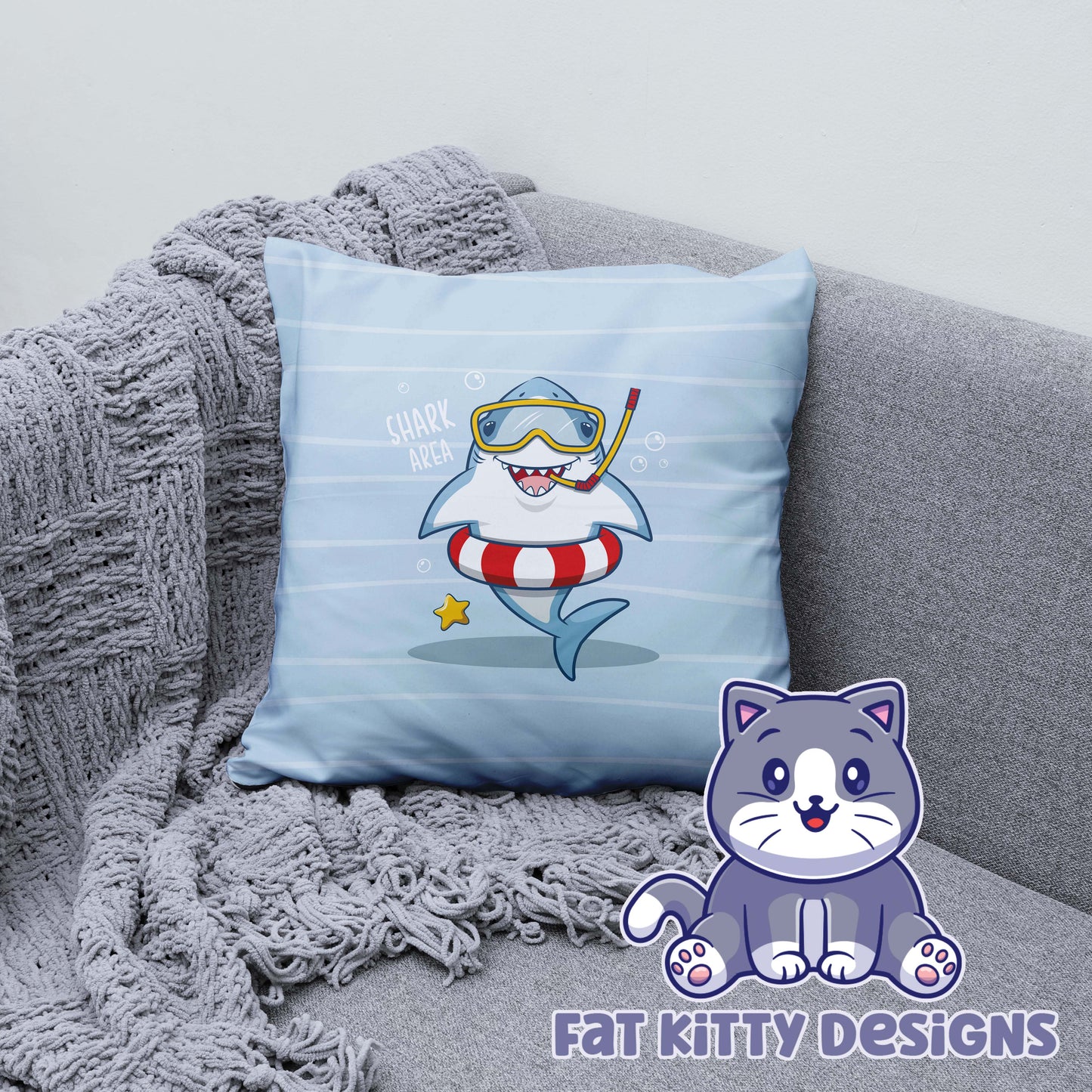 Snorkel Sharks Square Pillow Case