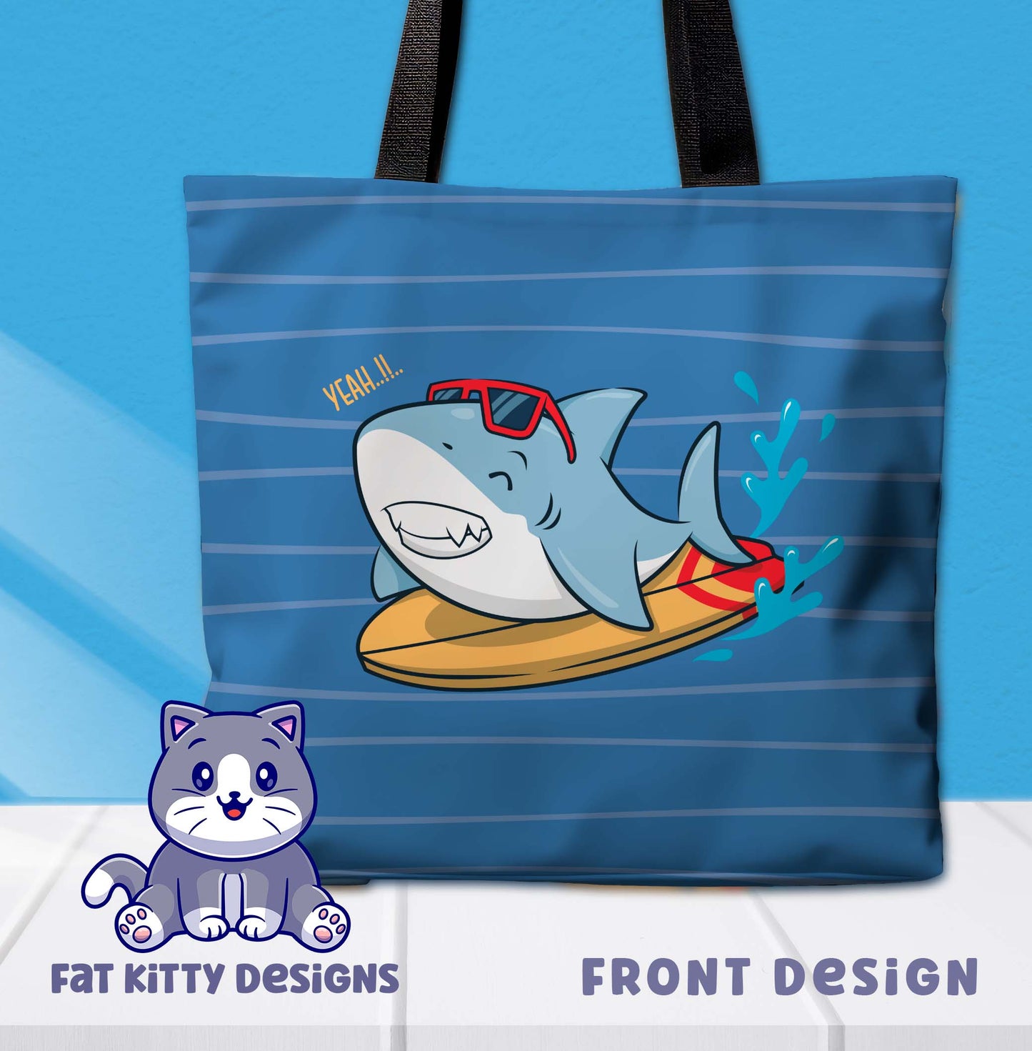 Surfing Sharks Tote Bag