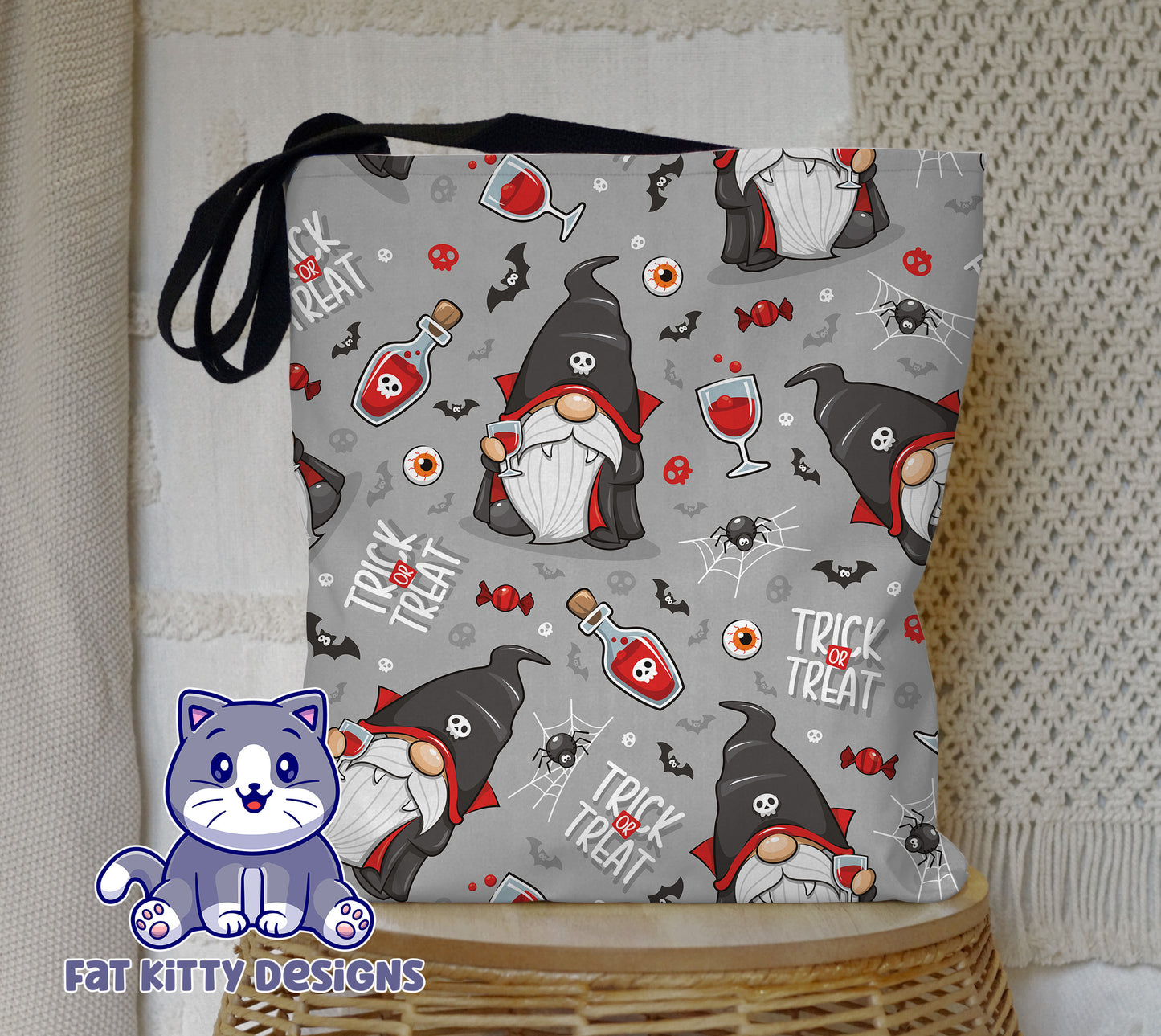 Cute Vampire Gnome Tote Bag Halloween